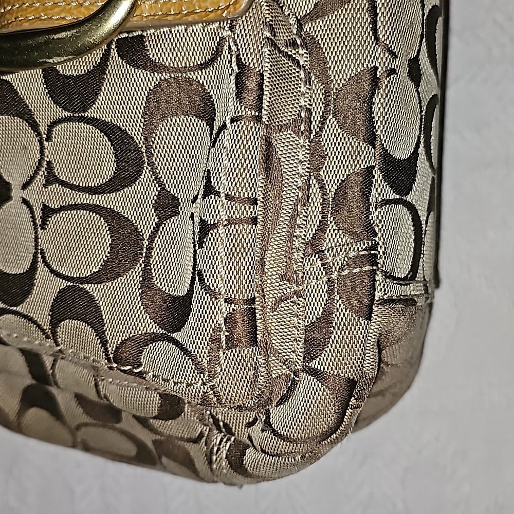 VTG Coach purse Y2K brown and patent leather yellow gold 12562 - Picture 4 of 12